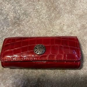 BRIGHTON DOUBLE LIPSTICK CASE – RED CROC LEATHER
